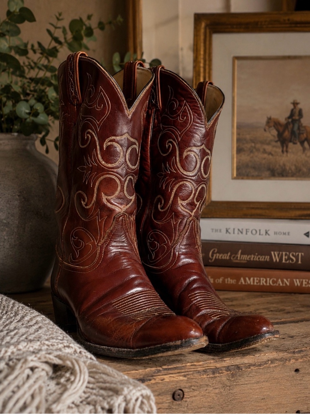 Tony Lama El Rey Vintage Western Mahogany Leather Cowboy Boots 11 Stagecoach
